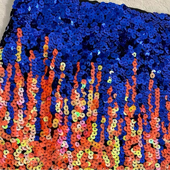 New Maner Colorful Sequined Pencil Mini Skirt Size S Pull On - Picture 3 of 10